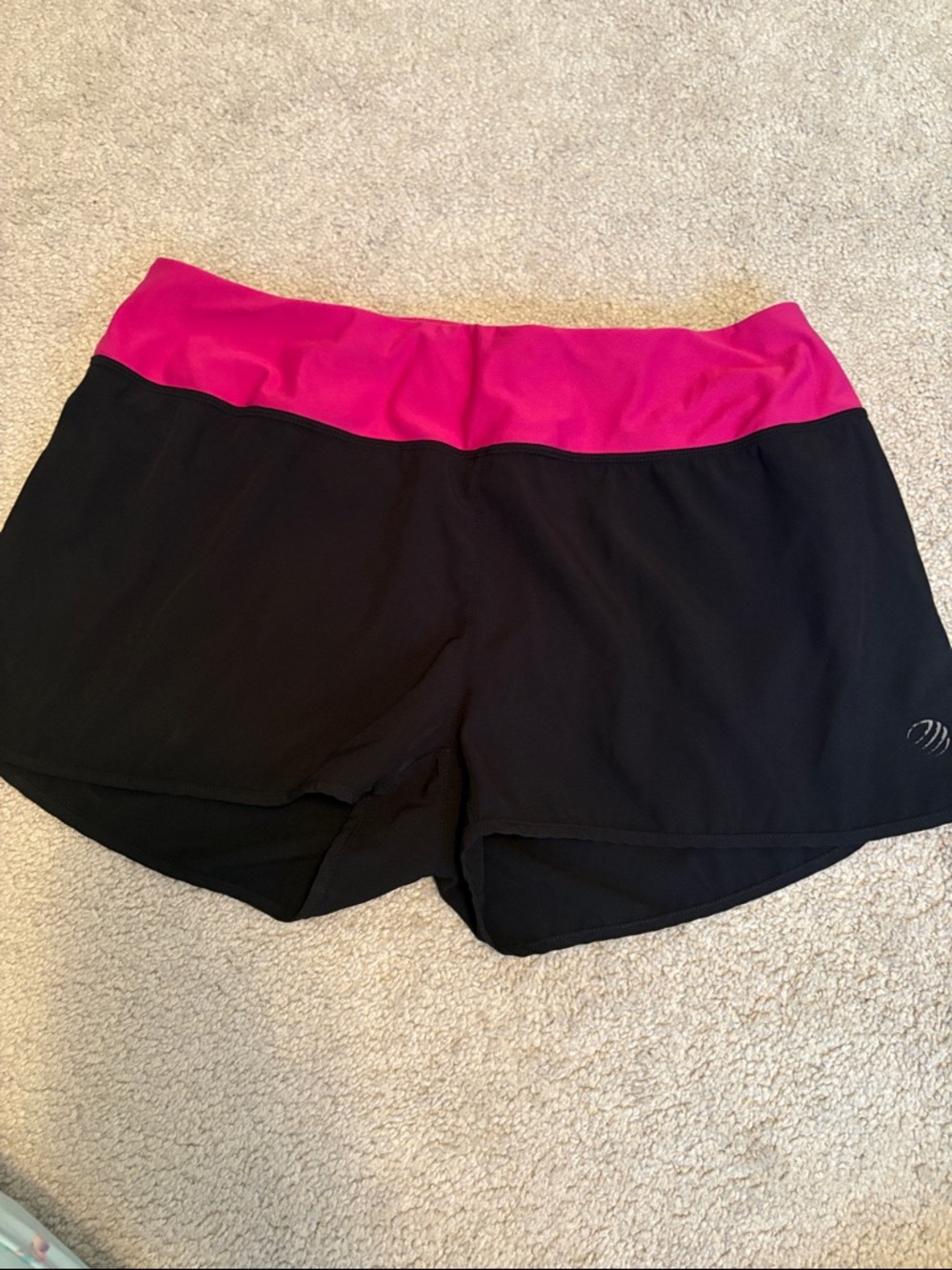 MPG Black Athletic Shorts with Bright Pink Waistband
